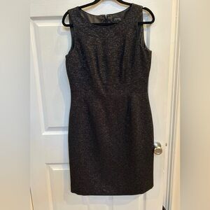 Tahari ASL sz 10 Black Sparkle Tweed Sheath Dress